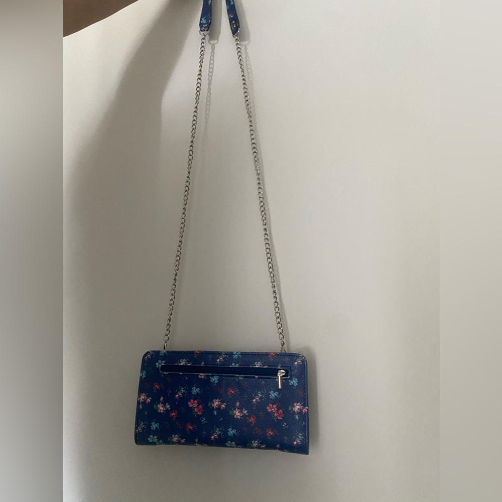 Vegan Blue Floral Crossbody Bag